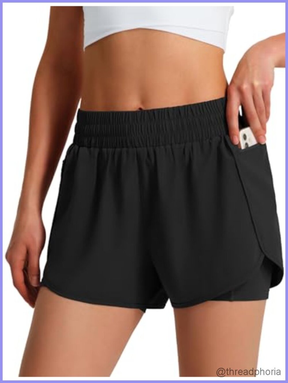 Women's Athletic Running Shorts with Liner & Phone Pockets, Double Layer,